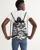 Camouflage black white Canvas Drawstring Bag