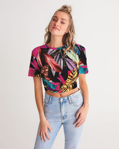 Foliage Feather Women's Twist-Front Cropped Tee