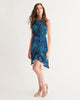 Floliage blue dream Women's High-Low Halter Dress