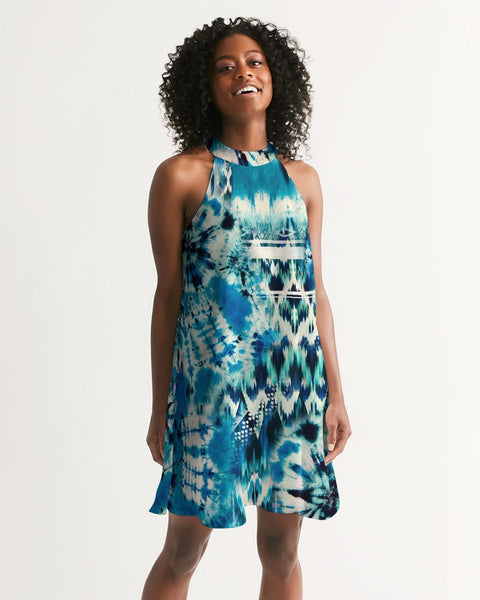 Tie Dye  snowflake Women's Halter Dress