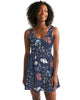 flower pattern BLUE Women's Scoop Neck Skater Dress