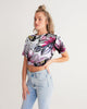 Butterflies &  flowers Women's Twist-Front Cropped Tee