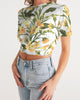 Yellow Flowers Women's Twist-Front Cropped Tee