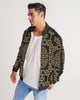 Chinese Print Black Men's Stripe-Sleeve Track Jacket