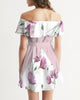 Watercolor Flower purple Women's Off-Shoulder Dress