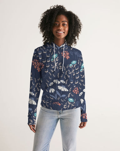 flower pattern BLUE Women's Hoodie