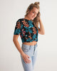 Tropical_1 Women's Twist-Front Cropped Tee