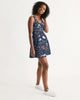 flower pattern BLUE Women's Scoop Neck Skater Dress