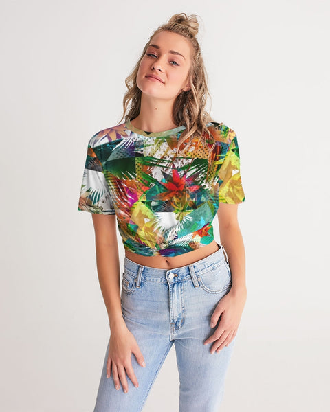 Flolige Women's Twist-Front Cropped Tee