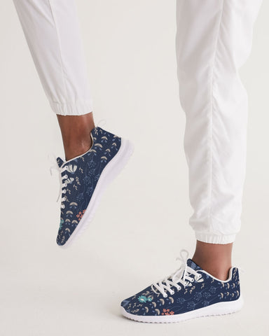 Flower Pattern Blue Women's Sneakers