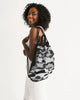 Camouflage black white Canvas Drawstring Bag