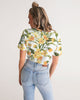 Yellow Flowers Women's Twist-Front Cropped Tee