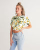 Yellow Flowers Women's Twist-Front Cropped Tee