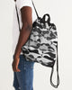 Camouflage black white Canvas Drawstring Bag