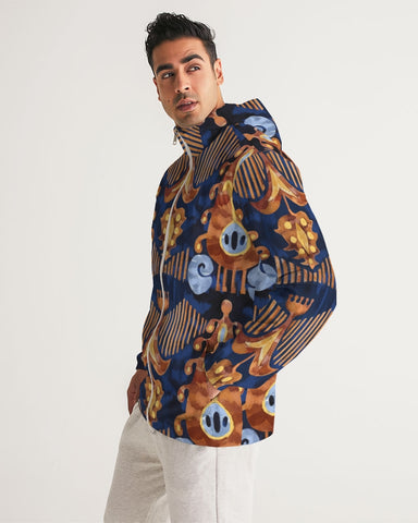 Gold garden ikat Men's Windbreaker