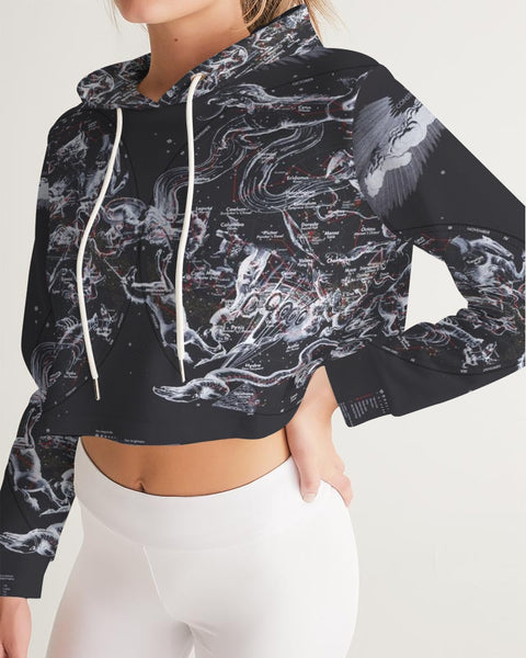 stars map black Women's Cropped Hoodie