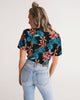 Tropical_1 Women's Twist-Front Cropped Tee