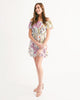 Flower pattern white pink Women's Off-Shoulder Dress