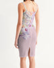 purple watercolor flower print Women's Midi Bodycon Dress