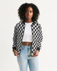 Plaid white black Women's Bomber Jacket