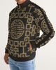 Chinese Print Black Men's Stripe-Sleeve Track Jacket