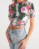 Rose Pattern Women's Twist-Front Cropped Tee
