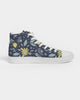 flower pattern yellow blue Women's Hightop Canvas Shoe