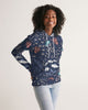 flower pattern BLUE Women's Hoodie