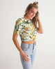 Yellow Flowers Women's Twist-Front Cropped Tee