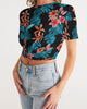 Tropical_1 Women's Twist-Front Cropped Tee