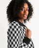 Plaid white black Women's Bomber Jacket