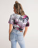 Butterflies &  flowers Women's Twist-Front Cropped Tee