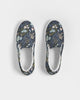 Flower pattern green blue Women's Slip-On Canvas Shoe