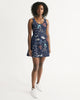 flower pattern BLUE Women's Scoop Neck Skater Dress