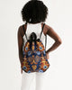 Gold garden ikat Canvas Drawstring Bag