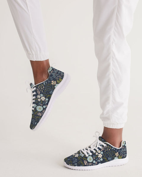 Flower pattern green and blue Women's Sneakers