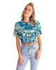 Tie Dye  snowflake Women's Twist-Front Cropped Tee