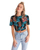 Tropical_1 Women's Twist-Front Cropped Tee