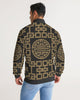 Chinese Print Black Men's Stripe-Sleeve Track Jacket