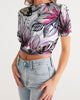 Butterflies &  flowers Women's Twist-Front Cropped Tee