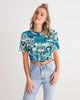 Tie Dye  snowflake Women's Twist-Front Cropped Tee