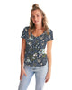 Flower pattern green blue Women's V-Neck Tee