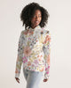 Flower pattern white pink Women's Hoodie