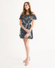 Flower pattern green blue Women's Off-Shoulder Dress