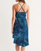 Floliage blue dream Women's High-Low Halter Dress