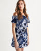 Tie Dye blue white Women's Off-Shoulder Dress