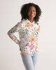 Flower pattern white pink Women's Hoodie