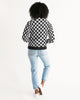 Plaid white black Women's Bomber Jacket