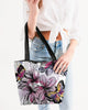 Butterflies &  flowers Canvas Zip Tote