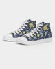 flower pattern yellow blue Women's Hightop Canvas Shoe